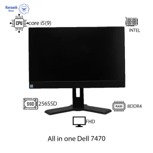 تصویر جزئیات آل این وان Dell OptiPlex 7470 با نمایش پورت‌ها و شماره مدل دستگاه