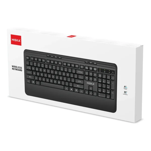 کیبورد بی‌سیم هیسکا HX-KE210 – نمای جلویی، طراحی ارگونومیک و کلیدهای مقاوم
